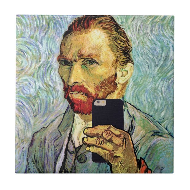 Vincent Van Gogh Handy Selfie Selbstportrait Fliese (Vorderseite)
