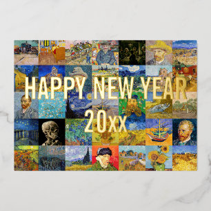 Vincent van Gogh - Happy New Year Patchwork Holida Folien Feiertagskarte