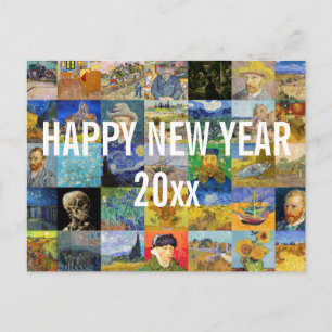 Vincent van Gogh - Happy New Year Patchwork Postkarte