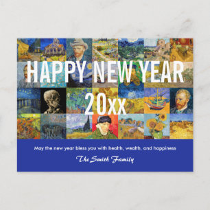 Vincent van Gogh - Happy New Year Patchwork Postkarte