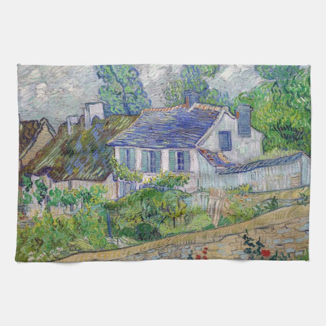 Vincent van Gogh - Häuser in Auvers Geschirrtuch (Horizontal)