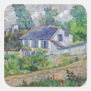 Vincent van Gogh - Häuser in Auvers Quadratischer Aufkleber