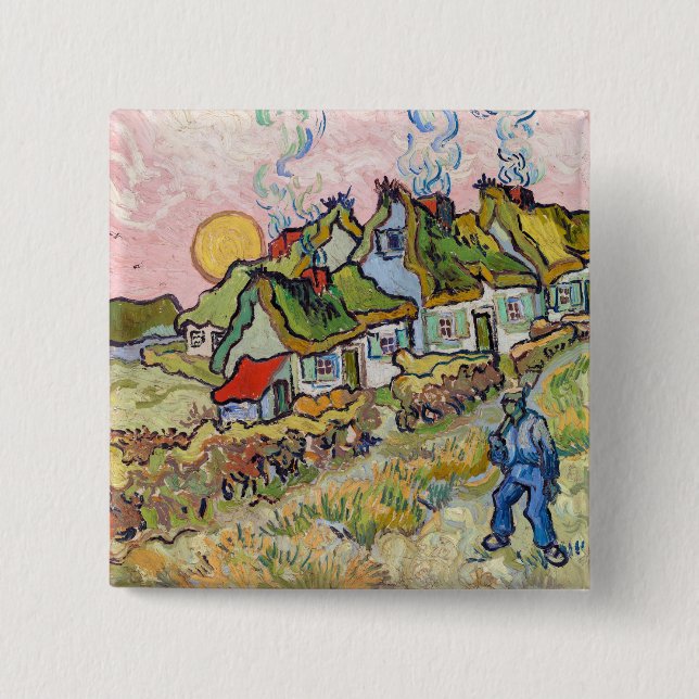 Vincent van Gogh - Häuser und Figur  Button (Vorderseite)