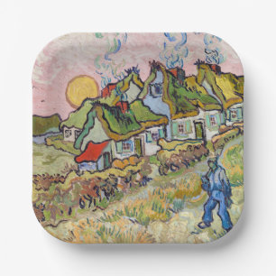 Vincent van Gogh - Häuser und Figur Pappteller