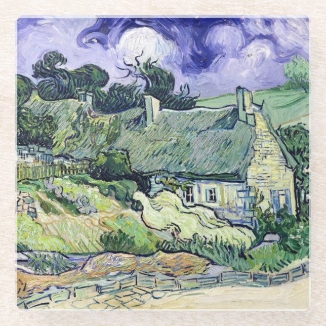 Vincent van Gogh | Hütte in Cordeville Glasuntersetzer (Vorderseite)