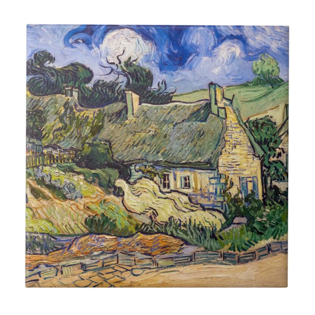 Vincent Van Gogh - Hütten in Cordeville Fliese (Vorderseite)