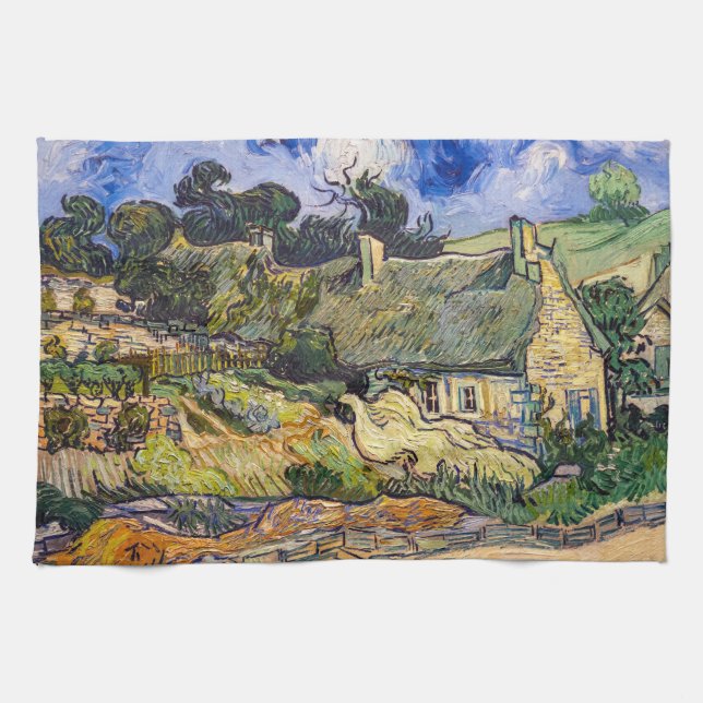Vincent Van Gogh - Hütten in Cordeville Geschirrtuch (Horizontal)