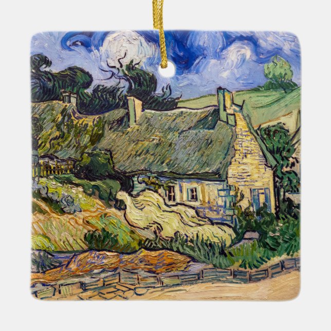 Vincent Van Gogh - Hütten in Cordeville Keramikornament (Vorderseite)