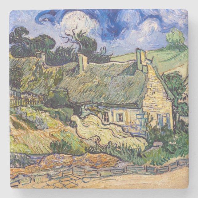Vincent Van Gogh - Hütten in Cordeville Steinuntersetzer (Vorderseite)