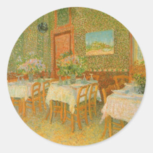 Vincent van Gogh - Innenraum eines Restaurants Runder Aufkleber
