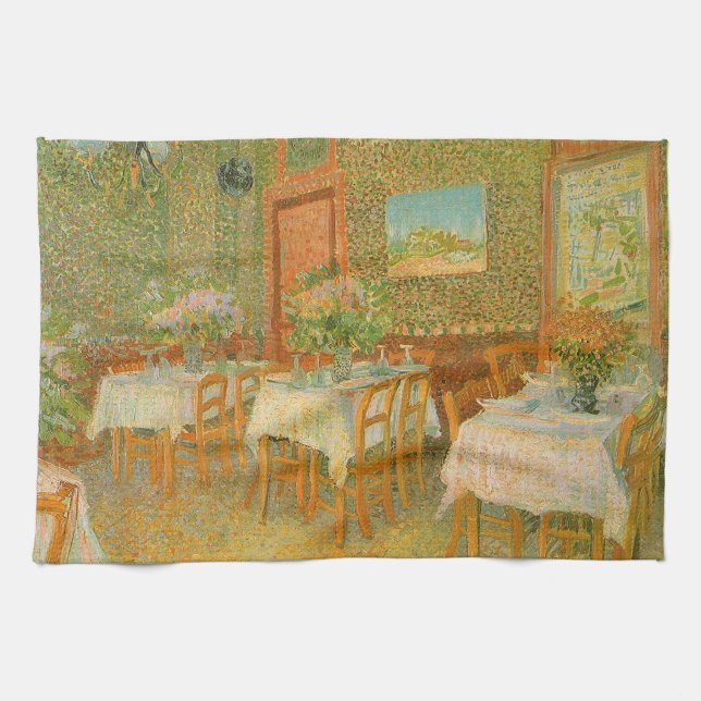 Vincent van Gogh - Inneres eines Restaurants Geschirrtuch (Horizontal)