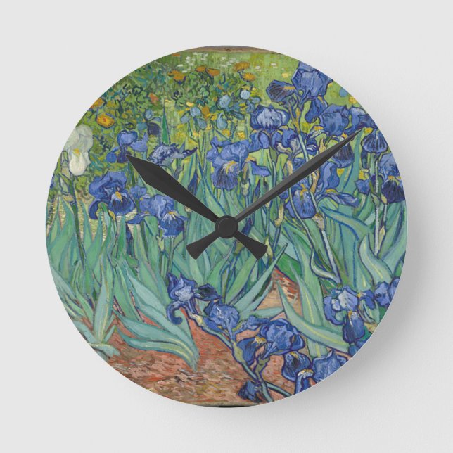 Vincent Van Gogh Irises Malerei Blume Kunstwerk Runde Wanduhr (Vorderseite)