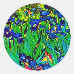 Vincent Van Gogh - Irissen - Flower Lover Pop Art Runder Aufkleber