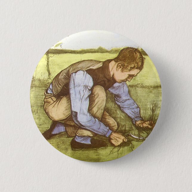 Vincent van Gogh - Junge beim Grasmähen mit Sichel Button (Vorderseite)