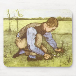 Vincent van Gogh - Junge Gras mit Sichel schneiden Mousepad