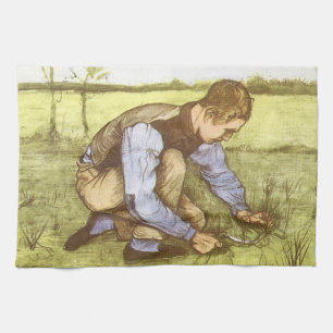 Vincent van Gogh - Junge mäht Gras mit Sichel Geschirrtuch