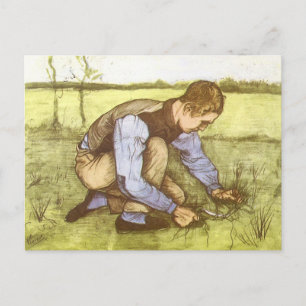 Vincent van Gogh - Junge schneidet Gras mit Sichel Postkarte