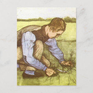 Vincent van Gogh - Junge schneidet Gras mit Sichel Postkarte