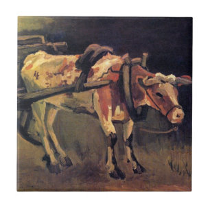 Vincent Van Gogh - Karre mit rotem und weißem Ochs Fliese