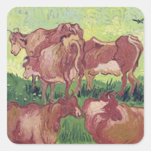 Vincent van Gogh   Kühe, 1890 Quadratischer Aufkleber