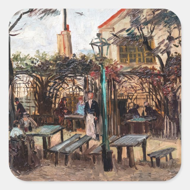 Vincent Van Gogh - La Guinguette auf Montmartre Quadratischer Aufkleber (Vorderseite)