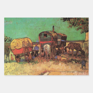 Vincent van Gogh - Lager der Zigeuner Wohnwagen Geschenkpapier Set