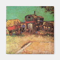 Vincent van Gogh - Lager von Zigeunern mit Wagen