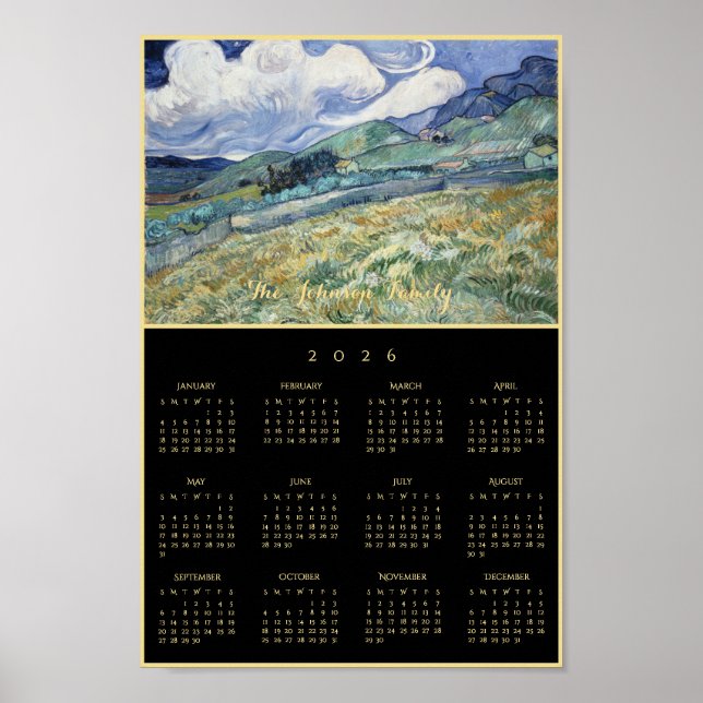 Vincent Van Gogh Landscape France 2026 Calendar Poster (Vorne)