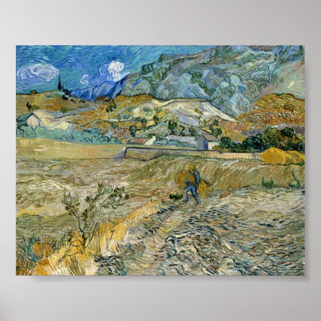 Vincent van Gogh Landschaft am Saint-Rémy-Poster Poster (Vorne)