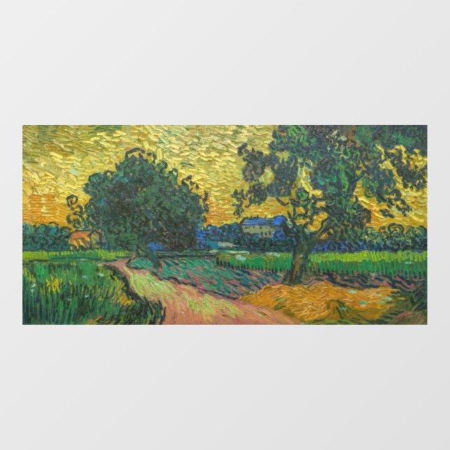 Vincent van Gogh - Landschaft bei Twilight Fensteraufkleber (Blatt)