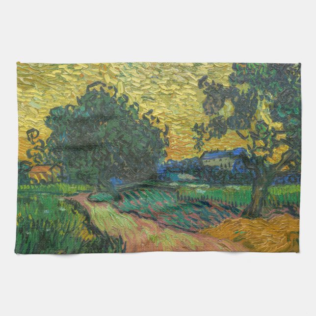 Vincent van Gogh - Landschaft bei Twilight Geschirrtuch (Horizontal)