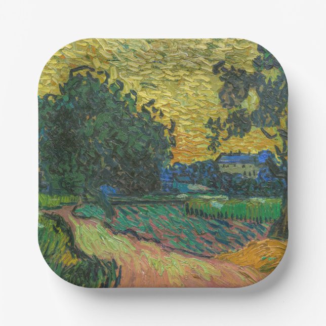 Vincent van Gogh - Landschaft bei Twilight Pappteller (Vorderseite)