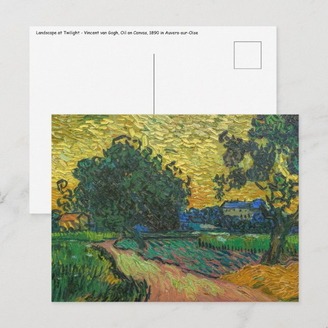 Vincent van Gogh - Landschaft bei Twilight Postkarte (Vorne/Hinten)