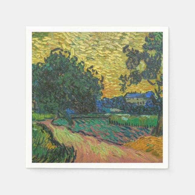 Vincent van Gogh - Landschaft bei Twilight Serviette (Vorderseite)