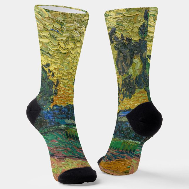 Vincent van Gogh - Landschaft bei Twilight Socken (Gewinkelt)