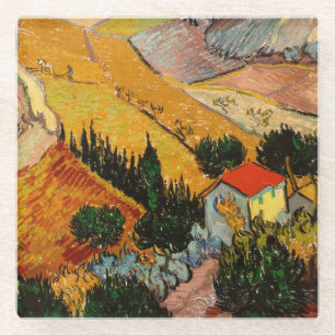 Vincent van Gogh - Landschaft, Haus und Pflüger Glasuntersetzer