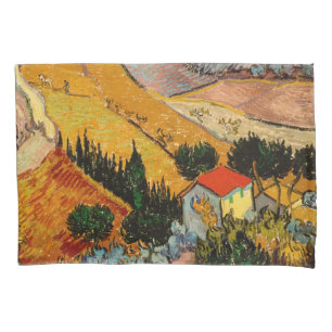 Vincent van Gogh - Landschaft, Haus und Pflüger Kissenbezug