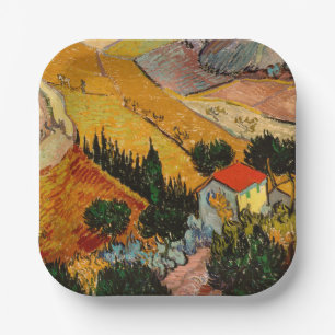 Vincent van Gogh - Landschaft, Haus und Pflüger Pappteller