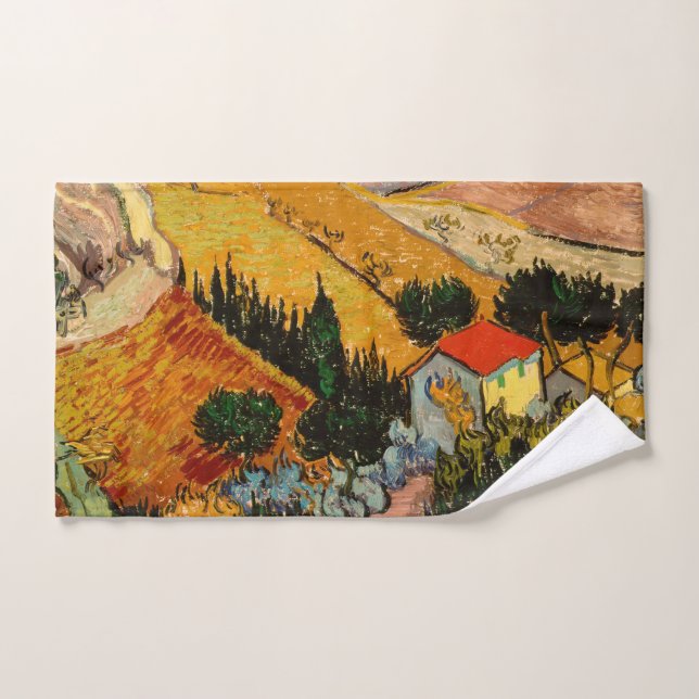 Vincent van Gogh - Landschaft, Haus und Plowman Badhandtuch Set (Handtuch)