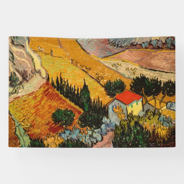 Vincent van Gogh - Landschaft, Haus und Plowman Banner (Horizontal)