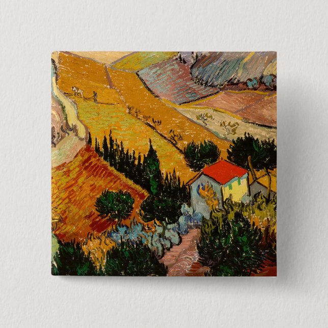Vincent van Gogh - Landschaft, Haus und Plowman Button (Vorderseite)