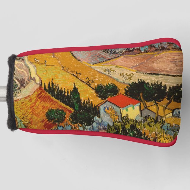 Vincent van Gogh - Landschaft, Haus und Plowman Golf Headcover (Vorderseite)