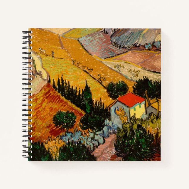 Vincent van Gogh - Landschaft, Haus und Plowman Notizbuch (Vorderseite)