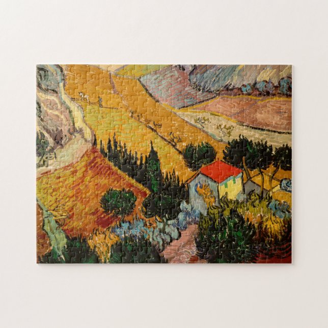 Vincent van Gogh - Landschaft, Haus und Plowman Puzzle (Horizontal)