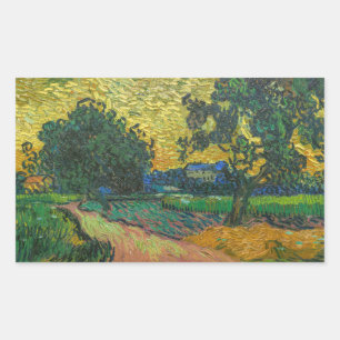 Vincent van Gogh - Landschaft in der Dämmerung Rechteckiger Aufkleber
