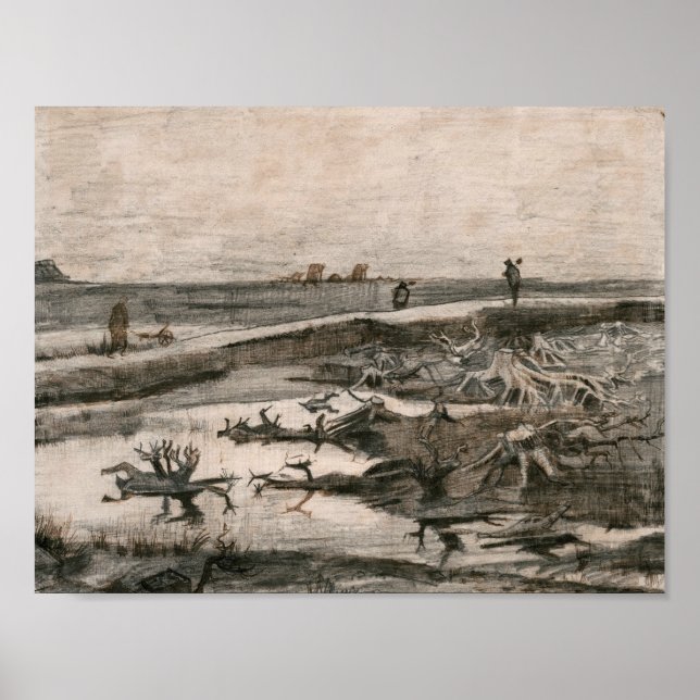 Vincent van Gogh - Landschaft mit Bog Trunks Poster (Vorne)
