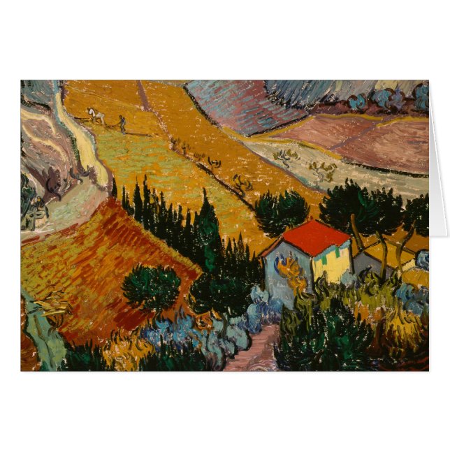 Vincent van Gogh | Landschaft mit Haus & Plowman (Vorderseite (Horizontal))