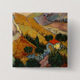 Vincent van Gogh   Landschaft mit Haus & Plowman Button