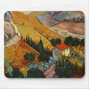 Vincent van Gogh   Landschaft mit Haus & Plowman Mousepad