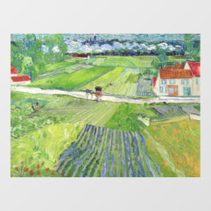 Vincent van Gogh - Landschaft mit Kutsche & Zug Fensteraufkleber